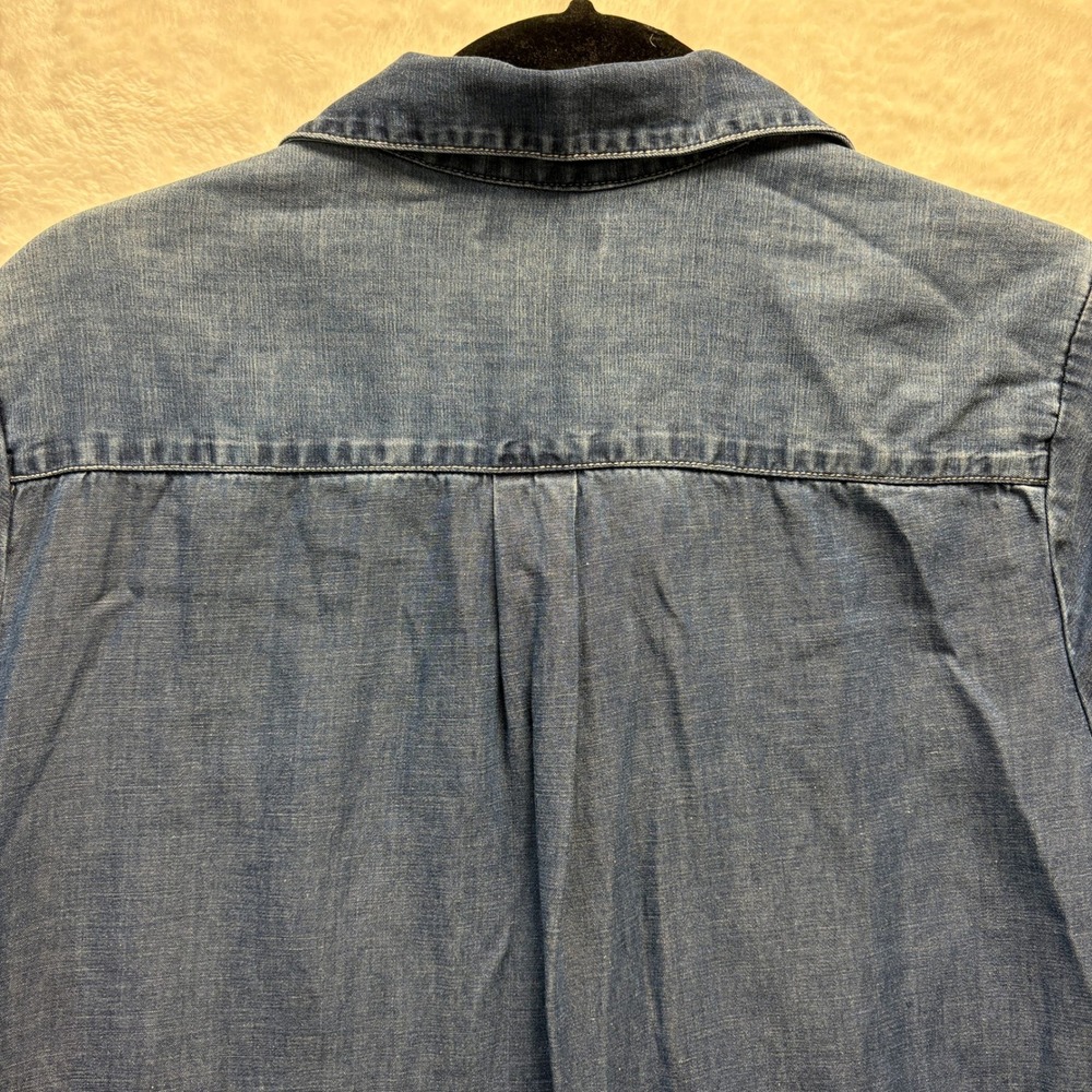 Lucky Brand Shirt Dress Women Sz Large Blue Denim Chambray Long Sleeve Button Up - Picture 8 of 11